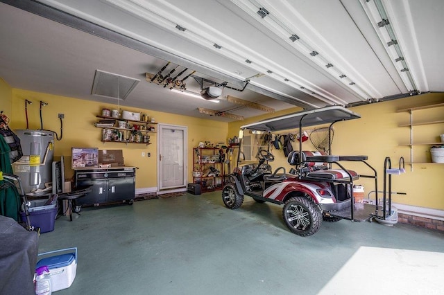 2602 Clearwater St, Myrtle Beach, SC 29579 - garage featuring electric water heater and a garage door opener