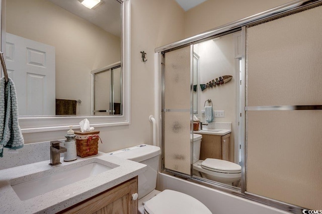 2602 Clearwater St, Myrtle Beach, SC 29579 - bathroom with vanity and combined bath / shower with glass door