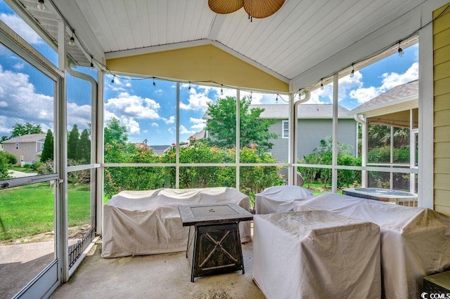 100 Culpepper Way Unit 1002, Myrtle Beach, SC 29579 - sunroom featuring ceiling fan and vaulted ceiling