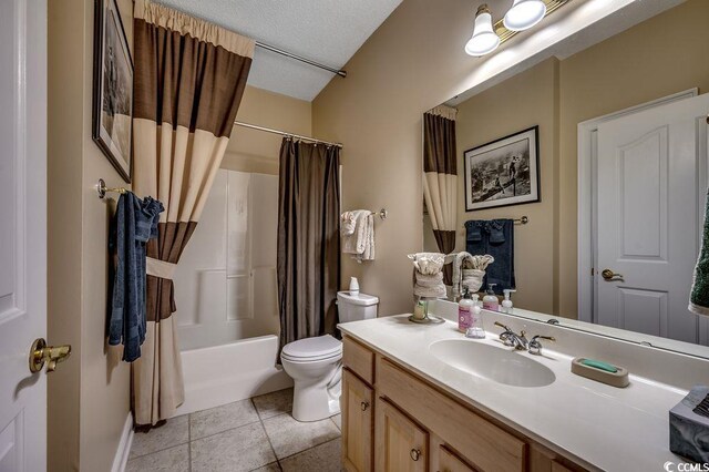 2450 Marsh Glen Dr Unit 112, North Myrtle Beach, SC 29582 - full bathroom featuring vanity, shower / tub combo with curtain, and tile patterned floors