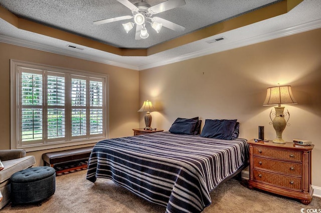 2450 Marsh Glen Dr Unit 112, North Myrtle Beach, SC 29582 - carpeted bedroom with crown molding, a raised ceiling, and a ceiling fan