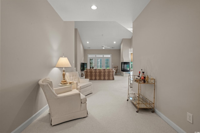 907 Tidewater Dr, North Myrtle Beach, SC 29582 - living area with a ceiling fan, carpet, and recessed lighting