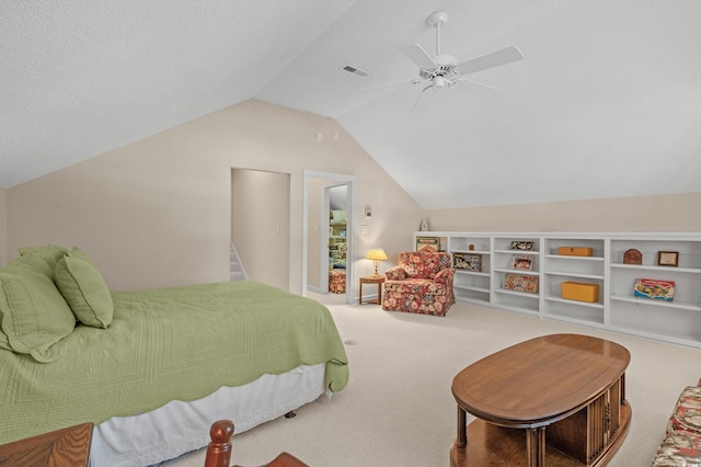 907 Tidewater Dr, North Myrtle Beach, SC 29582 - bedroom featuring vaulted ceiling, carpet, and ceiling fan