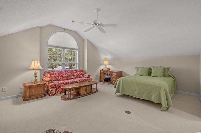 907 Tidewater Dr, North Myrtle Beach, SC 29582 - carpeted bedroom featuring lofted ceiling and a ceiling fan