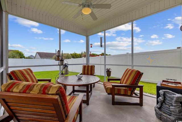 138 Copper Leaf Dr, Myrtle Beach, SC 29588 - sunroom / solarium featuring ceiling fan, an outdoor living space, and healthy amount of natural light