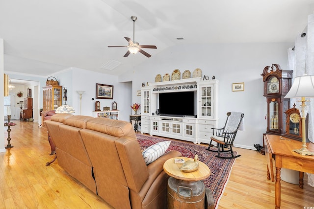 138 Copper Leaf Dr, Myrtle Beach, SC 29588 - living area featuring light wood-type flooring, ceiling fan, and lofted ceiling
