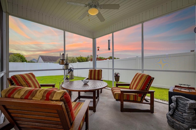 138 Copper Leaf Dr, Myrtle Beach, SC 29588 - sunroom with a ceiling fan, outdoor lounge area, and healthy amount of natural light