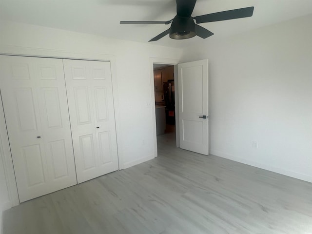 518 Nowell St, Georgetown, SC 29440 - unfurnished bedroom with a closet, light wood-type flooring, and ceiling fan