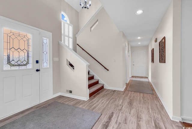 1064 Links Rd, Surfside Beach, SC 29575 - foyer entrance featuring wood finished floors, stairs, and recessed lighting