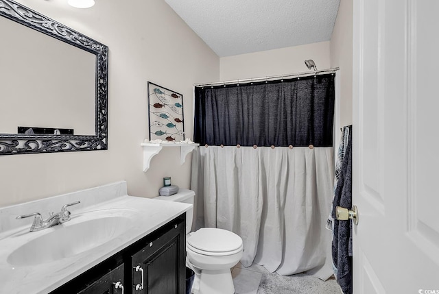 1064 Links Rd, Surfside Beach, SC 29575 - full bathroom with vanity, a textured ceiling, and a shower with shower curtain