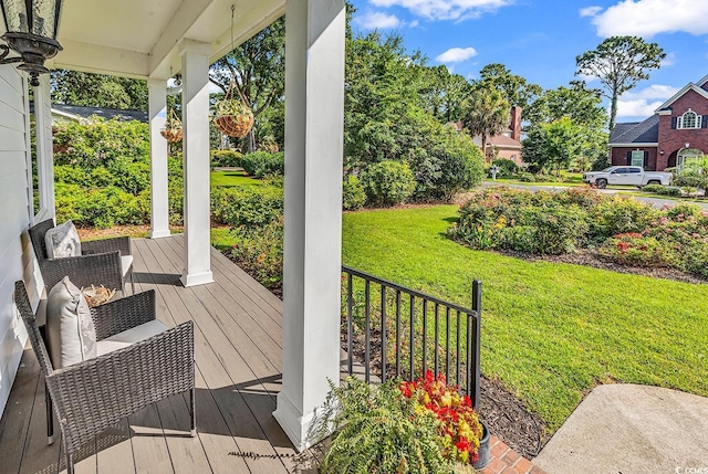 1064 Links Rd, Surfside Beach, SC 29575 - wooden porch with a yard