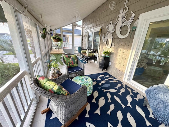 404 29th Ave N, North Myrtle Beach, SC 29582 - sunroom with lofted ceiling and a ceiling fan