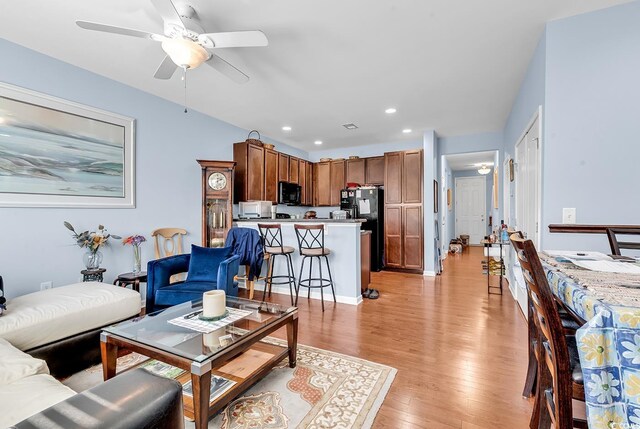 1857 Culbertson Ave Unit 1857, Myrtle Beach, SC 29577 - living area featuring a ceiling fan, light wood-style floors, and recessed lighting