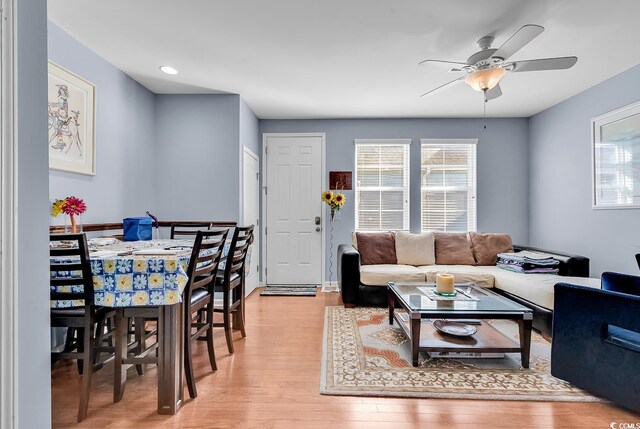 1857 Culbertson Ave Unit 1857, Myrtle Beach, SC 29577 - living room featuring light wood finished floors, a ceiling fan, and recessed lighting