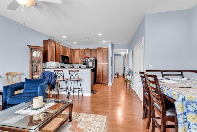 1857 Culbertson Ave Unit 1857, Myrtle Beach, SC 29577 - living room with light wood finished floors, ceiling fan, and recessed lighting