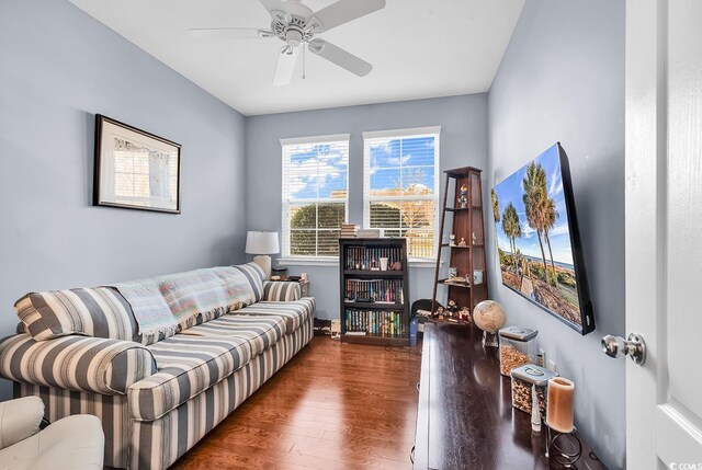 1857 Culbertson Ave Unit 1857, Myrtle Beach, SC 29577 - living room with wood finished floors and a ceiling fan