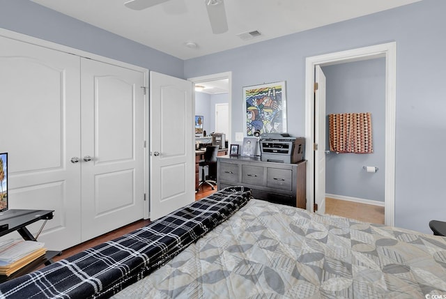 1857 Culbertson Ave Unit 1857, Myrtle Beach, SC 29577 - bedroom with a desk, a closet, and a ceiling fan