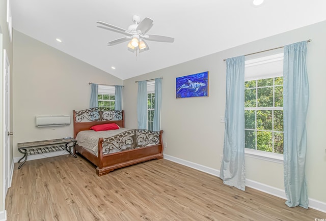 189 Aspen Loop, Pawleys Island, SC 29585 - bedroom featuring light wood-type flooring, lofted ceiling, recessed lighting, and ceiling fan