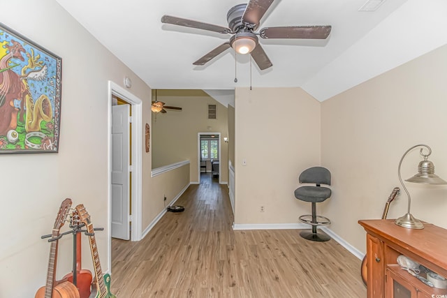 189 Aspen Loop, Pawleys Island, SC 29585 - sitting room featuring ceiling fan, light wood finished floors, and vaulted ceiling