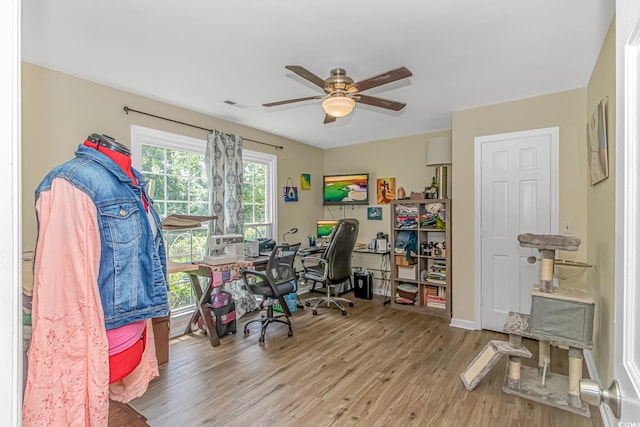 189 Aspen Loop, Pawleys Island, SC 29585 - home office with ceiling fan and wood finished floors