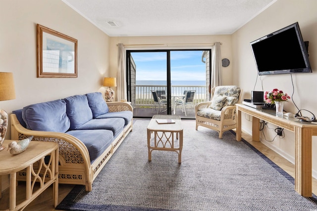 1820 N Ocean Blvd Unit 303D, North Myrtle Beach, SC 29582 - living area with a textured ceiling