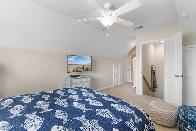 178 Parmalee Dr Unit C, Murrells Inlet, SC 29576 - bedroom featuring carpet flooring, lofted ceiling, and ceiling fan