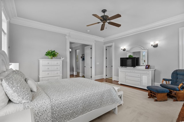 350 Saint Julian Ln, Myrtle Beach, SC 29579 - bedroom with ornamental molding, wood finished floors, and ceiling fan