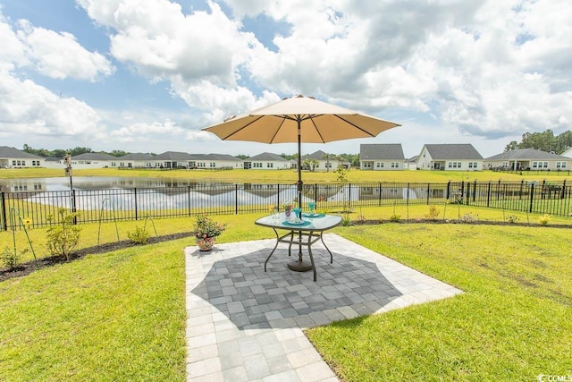 435 Rollins Dr, Longs, SC 29568 - fenced backyard with a water view, a residential view, and a patio