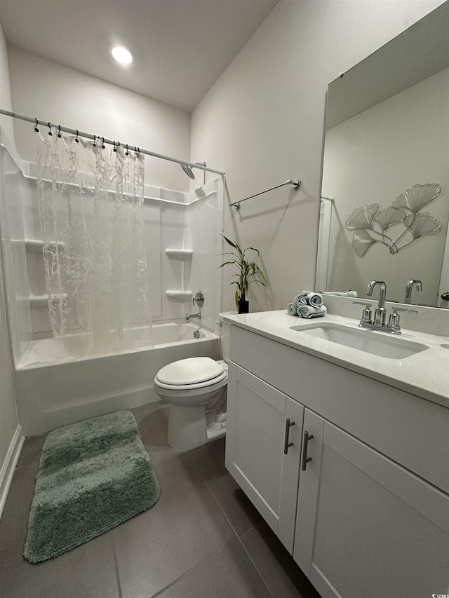 435 Rollins Dr, Longs, SC 29568 - bathroom with shower / bath combo with shower curtain, vanity, tile patterned floors, and recessed lighting