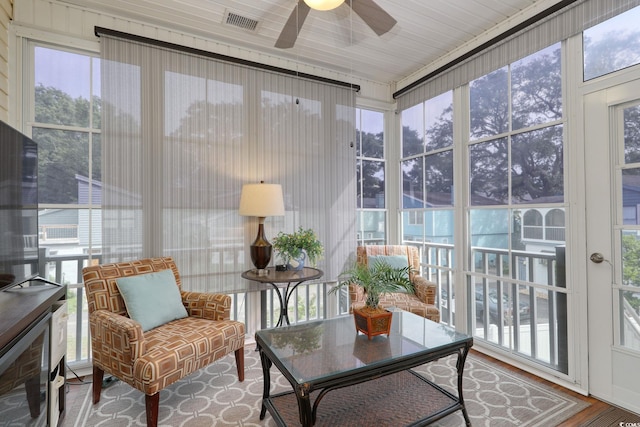 505 41st Ave S, North Myrtle Beach, SC 29582 - sunroom featuring a ceiling fan, healthy amount of natural light, and wood finished floors