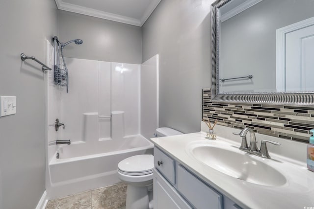 505 41st Ave S, North Myrtle Beach, SC 29582 - bathroom with crown molding, decorative backsplash, vanity, and bathing tub / shower combination