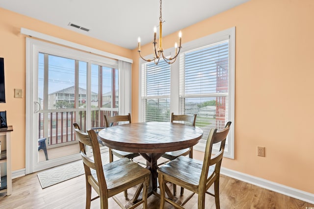 212 29th Ave N Unit 204, North Myrtle Beach, SC 29582 - dining space featuring a chandelier, plenty of natural light, and light wood finished floors
