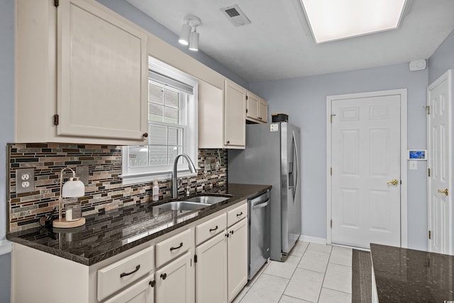 483 Oakmont Dr, Myrtle Beach, SC 29579 - kitchen featuring dishwasher, tasteful backsplash, dark stone counters, and white cabinetry