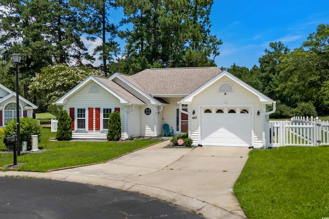 483 Oakmont Dr, Myrtle Beach, SC 29579 - ranch-style house with a garage, concrete driveway, a gate, and a shingled roof