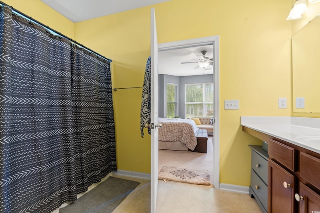 1590 Palmina Loop Unit A, Myrtle Beach, SC 29588 - full bathroom with ensuite bathroom, vanity, a ceiling fan, and a shower with shower curtain