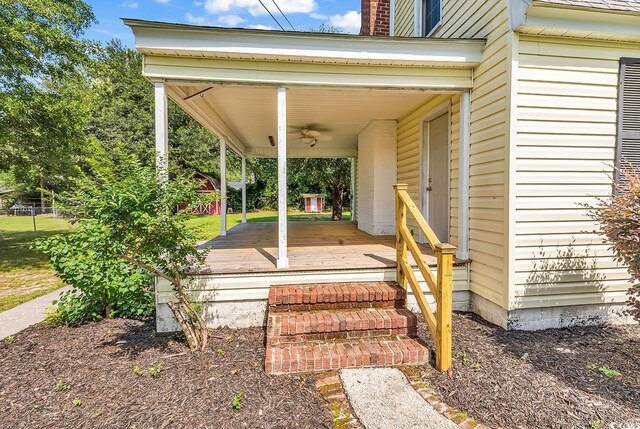 203 Lakeland Dr, Conway, SC 29526 - wooden deck with a ceiling fan