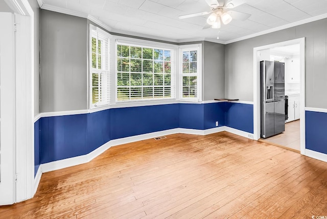 203 Lakeland Dr, Conway, SC 29526 - spare room featuring ornamental molding, wood-type flooring, and ceiling fan