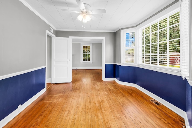 203 Lakeland Dr, Conway, SC 29526 - empty room featuring wood-type flooring, ceiling fan, and ornamental molding