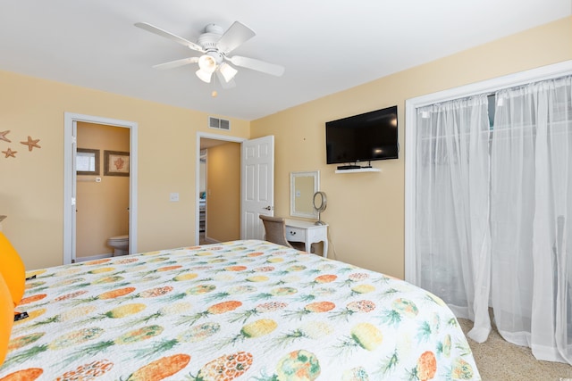 5000 N Ocean Blvd Unit E-2, North Myrtle Beach, SC 29582 - bedroom with ceiling fan and carpet floors