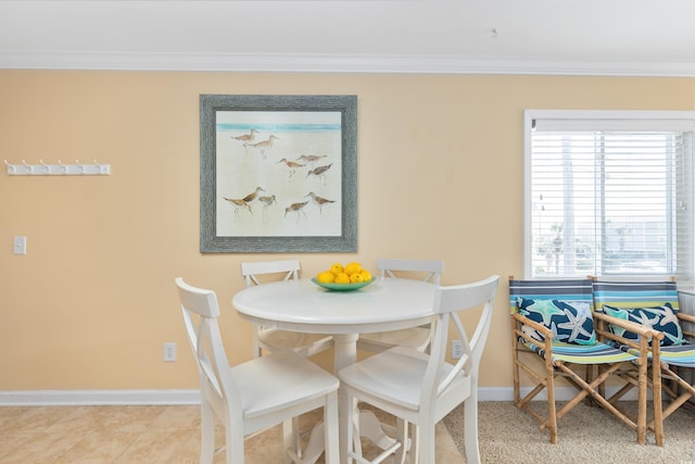 5000 N Ocean Blvd Unit E-2, North Myrtle Beach, SC 29582 - dining area featuring crown molding and baseboards