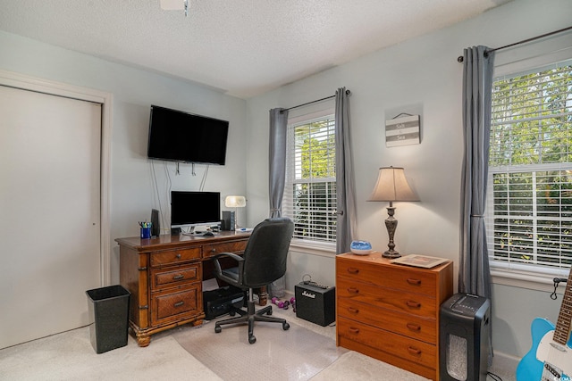 6570 Pebble Beach Cres, Myrtle Beach, SC 29588 - carpeted home office featuring a textured ceiling