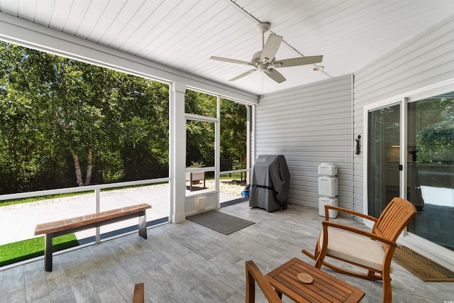 3647 Diamond Stars Way, Little River, SC 29566 - sunroom / solarium featuring a ceiling fan