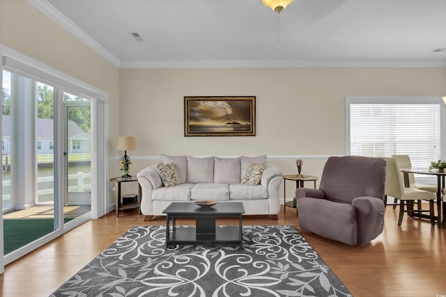 8855 Radcliff Dr NW Unit 50B, Calabash, NC 28467 - living area with ornamental molding and wood finished floors