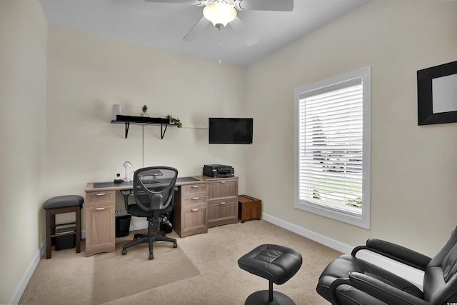 8855 Radcliff Dr NW Unit 50B, Calabash, NC 28467 - office area featuring light carpet and ceiling fan