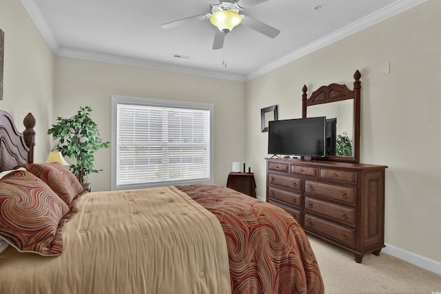 8855 Radcliff Dr NW Unit 50B, Calabash, NC 28467 - bedroom with ornamental molding, light colored carpet, and ceiling fan