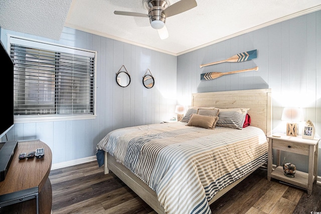 5601 N Ocean Blvd Unit E-113, Myrtle Beach, SC 29577 - bedroom featuring ornamental molding, wood finished floors, and a ceiling fan