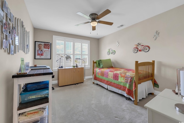 932 Abernathy Pl, Surfside Beach, SC 29575 - bedroom with light colored carpet and ceiling fan