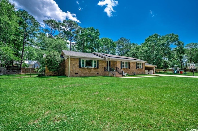 4189 Schoolhouse Cir, Little River, SC 29566 - ranch-style home with driveway, brick siding, crawl space, and an attached carport