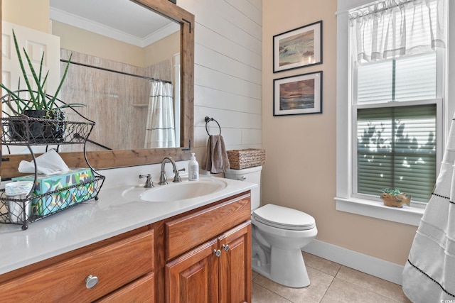 232 White Water Loop, Conway, SC 29526 - full bath featuring tile patterned floors, vanity, crown molding, and a shower with shower curtain