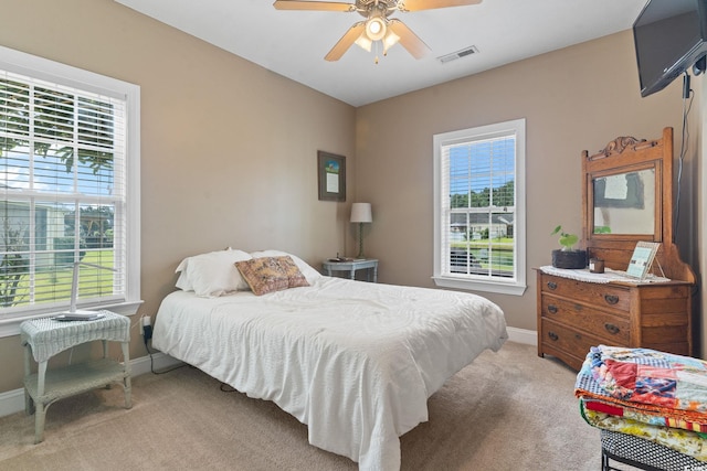 232 White Water Loop, Conway, SC 29526 - bedroom with light carpet, multiple windows, and a ceiling fan